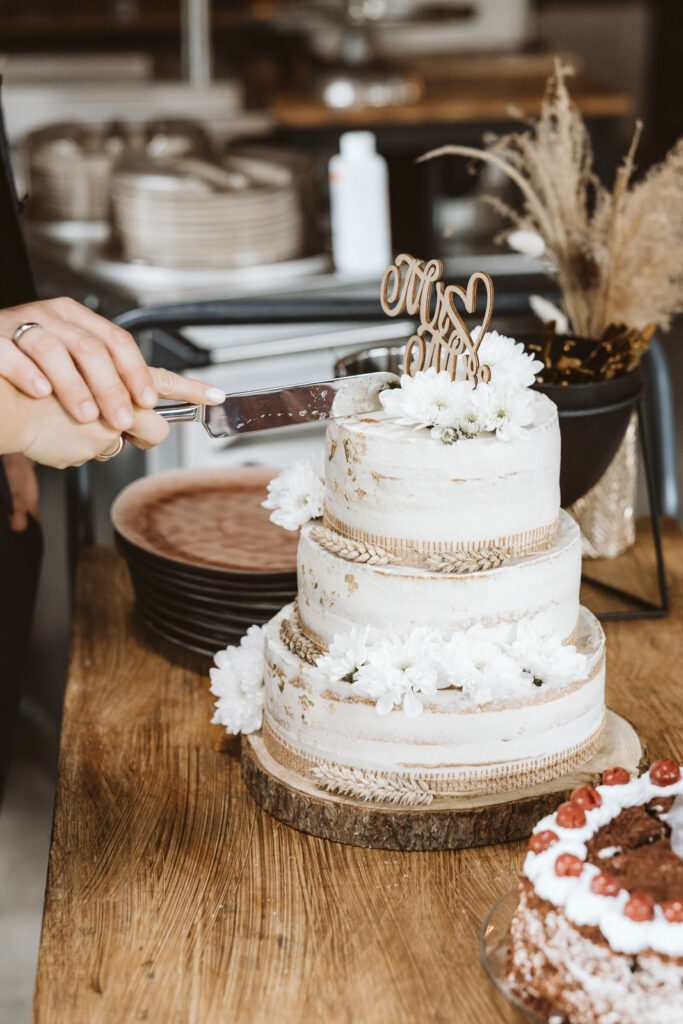 Detailaufnahme der Hochzeitstorte